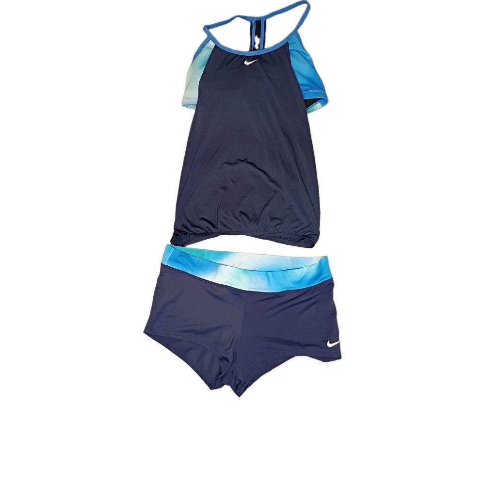 Nike Swimsuit Layered Womens XL Tankini 2 Pzs Boy Shorts BLUE NAVY NESSC400-442